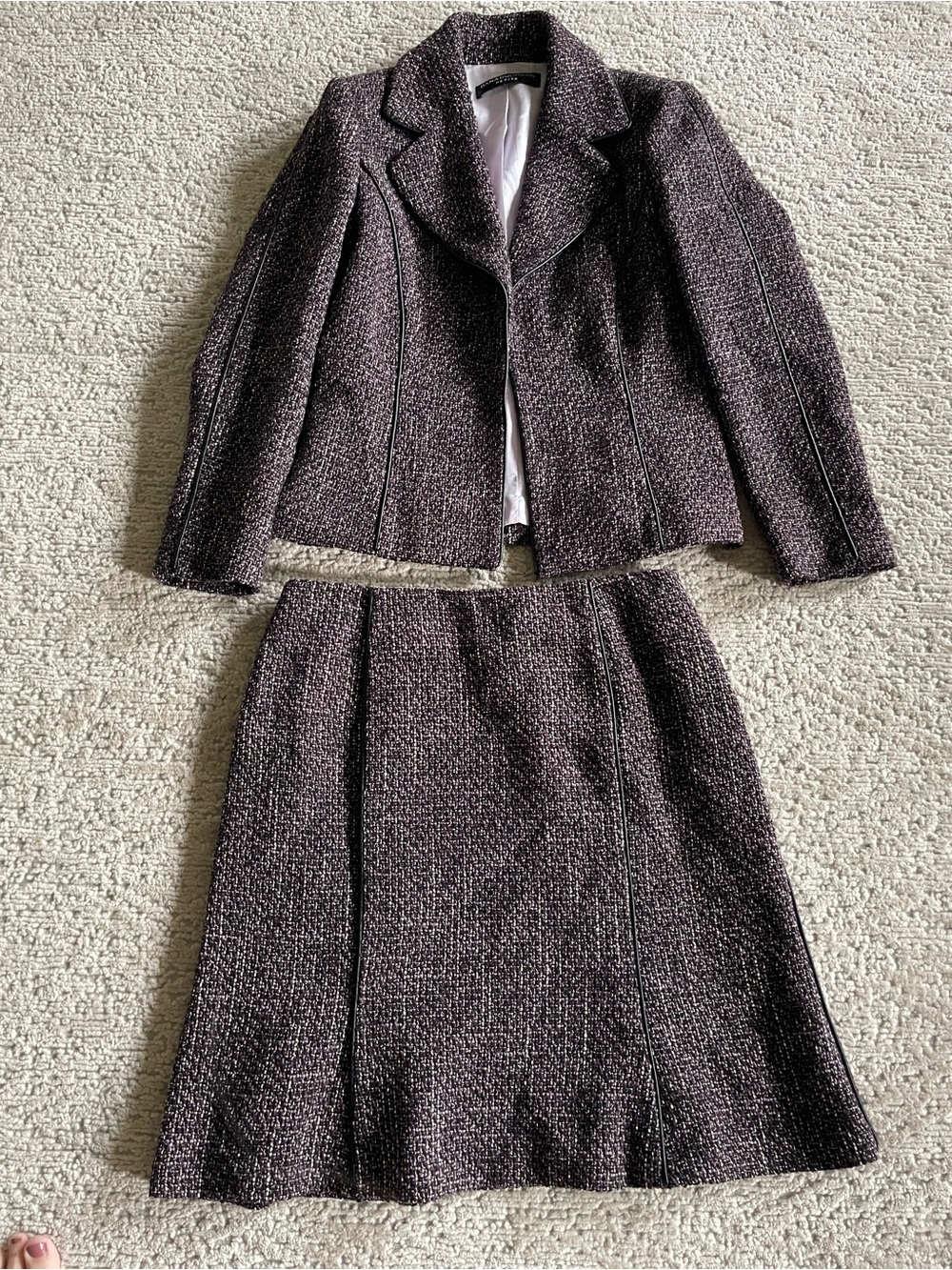 Dana Buchman Boucle Tweed Blazer & Skirt Set, Size 8P